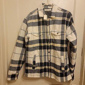 Aeropostale Plaid Flannel Shacket Deep Ivory